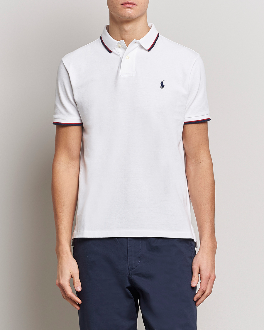 Herr | Pikéer | Polo Ralph Lauren | Custom Slim Fit Tipped Polo White