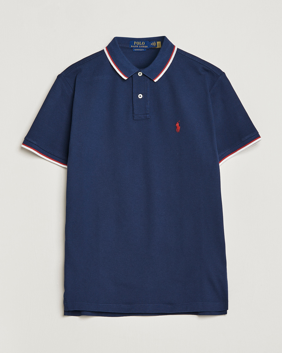 Herr | Pikéer | Polo Ralph Lauren | Custom Slim Fit Tipped Polo Newport Navy
