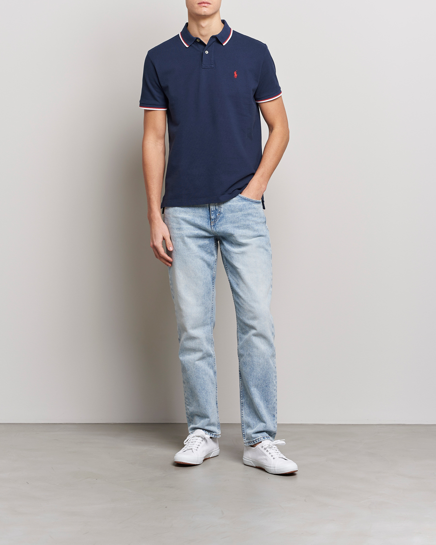 Herr | Pikéer | Polo Ralph Lauren | Custom Slim Fit Tipped Polo Newport Navy