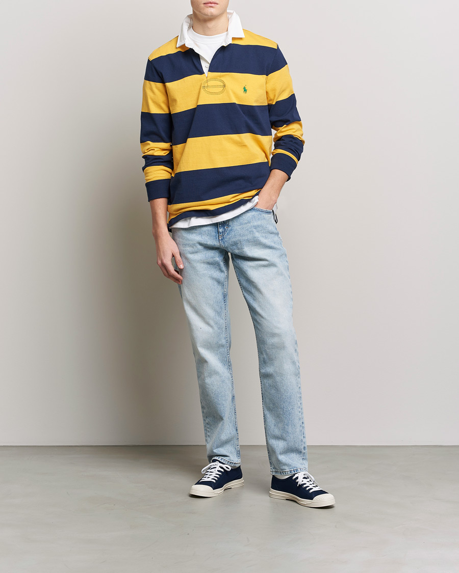 Herr | Tröjor | Polo Ralph Lauren | Jersey Striped Rugger Yellow/Navy