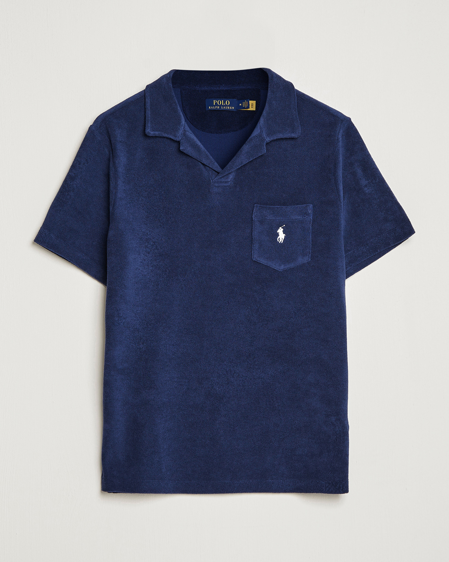 Herr | Pikéer | Polo Ralph Lauren | Cotton Terry Open Collar Polo Newport Navy