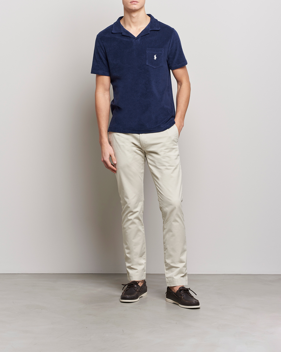 Herr | Pikéer | Polo Ralph Lauren | Cotton Terry Open Collar Polo Newport Navy