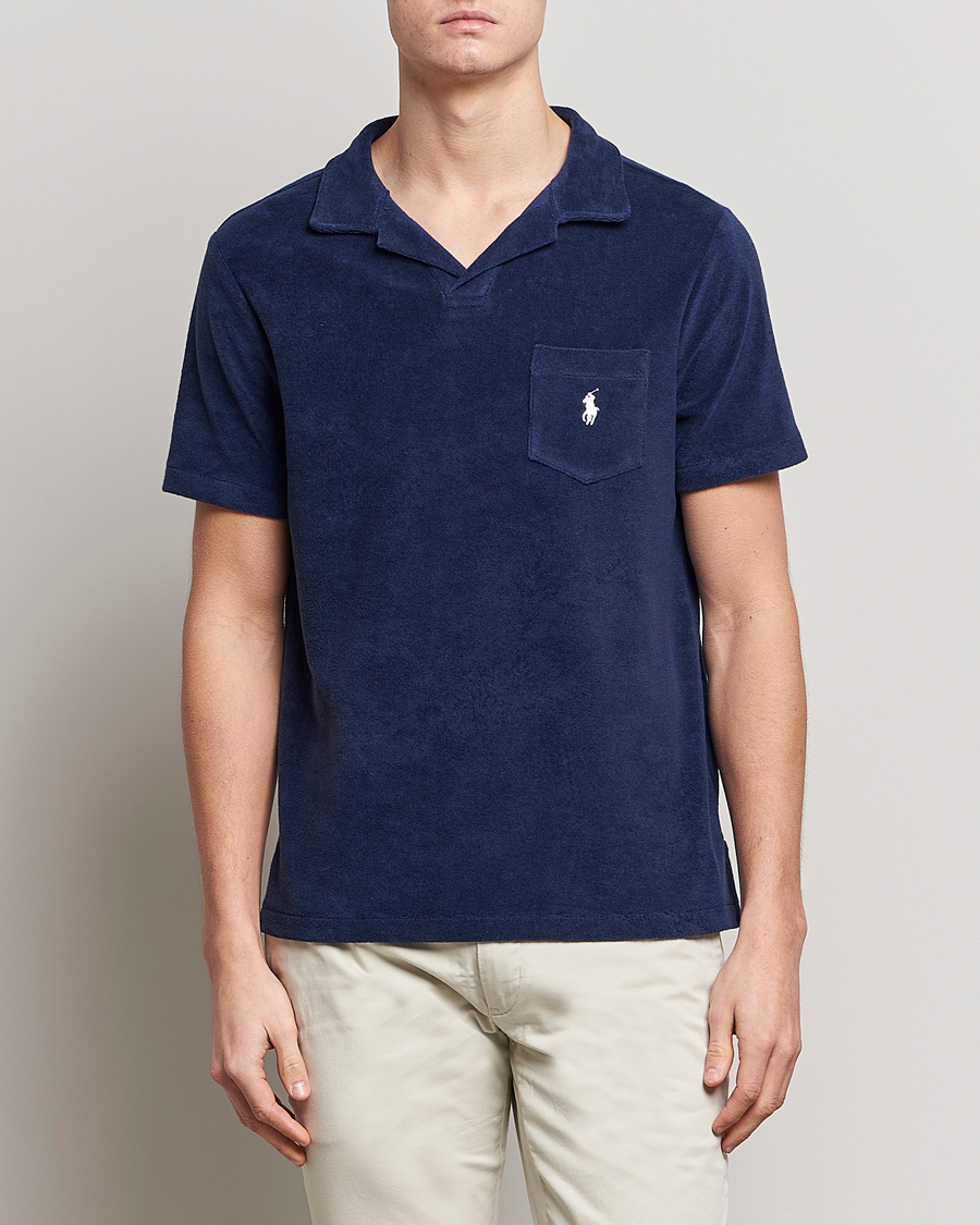 Herr | Nya produktbilder | Polo Ralph Lauren | Cotton Terry Open Collar Polo Newport Navy