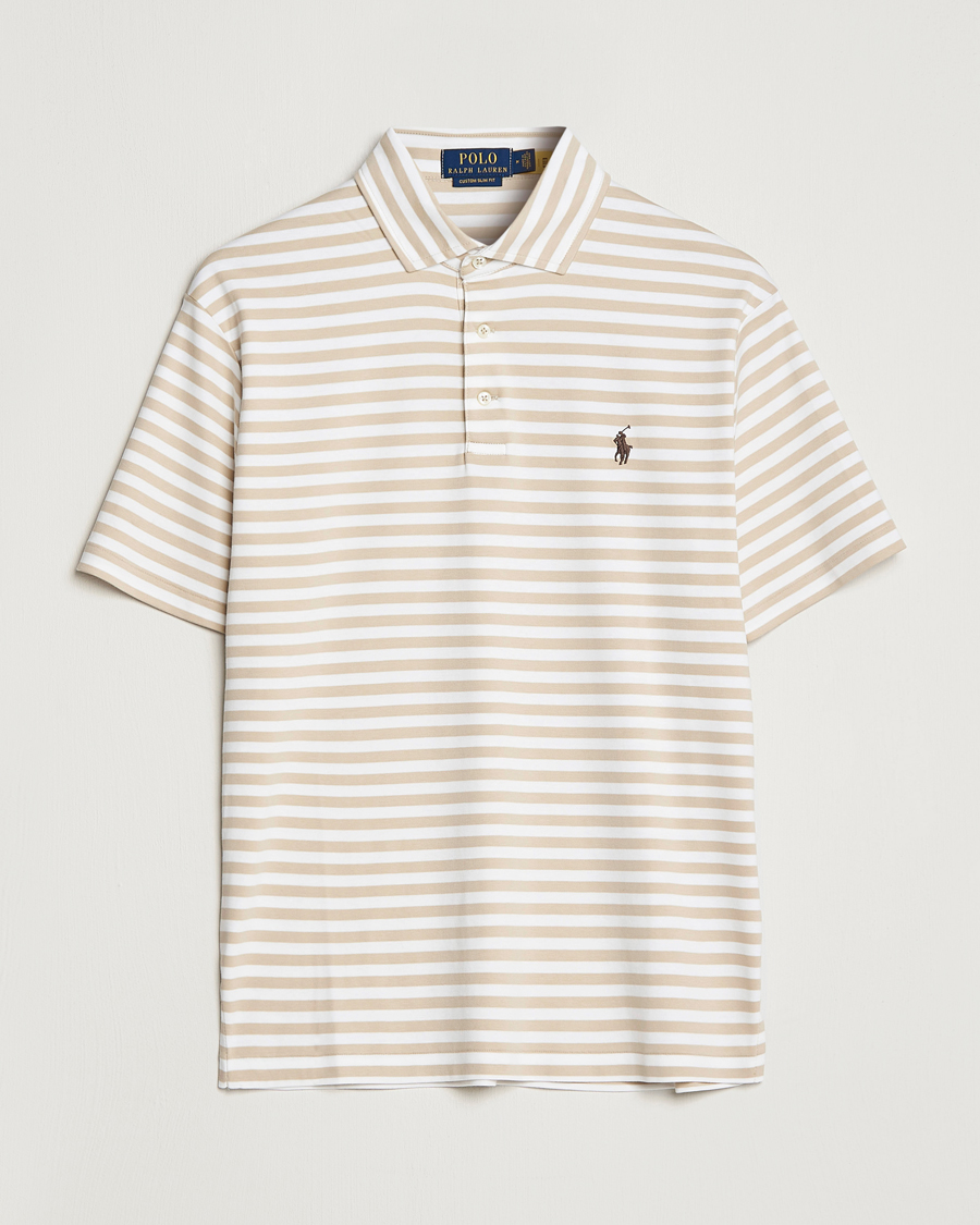 Herr | Pikéer | Polo Ralph Lauren | Luxury Pima Cotton Striped Polo Beige/White