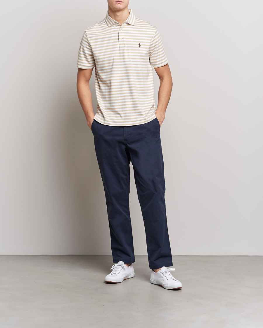 Herr | Pikéer | Polo Ralph Lauren | Luxury Pima Cotton Striped Polo Beige/White