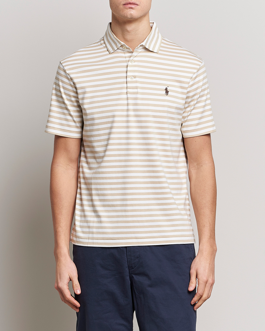 Herr | Pikéer | Polo Ralph Lauren | Luxury Pima Cotton Striped Polo Beige/White