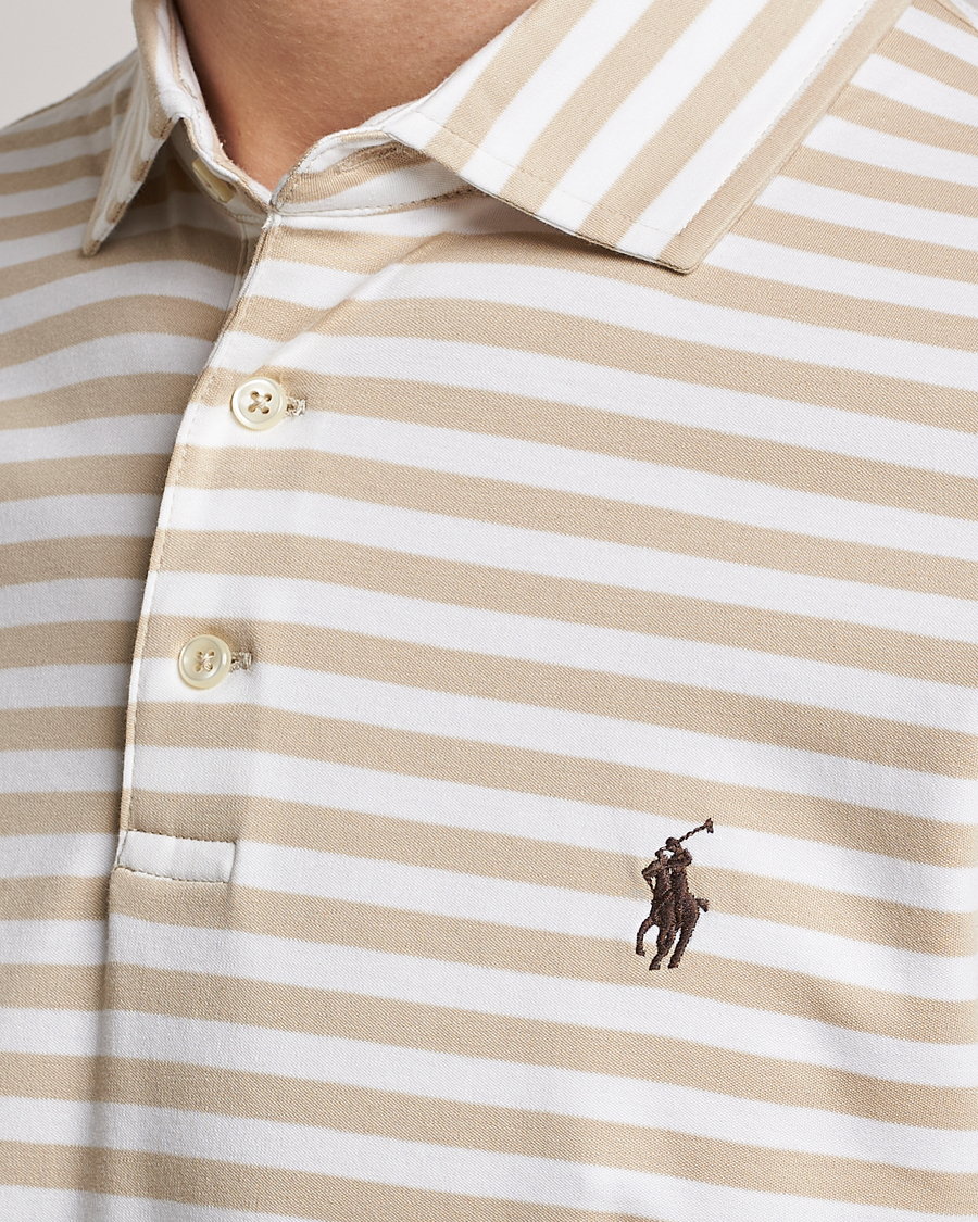 Herr | Pikéer | Polo Ralph Lauren | Luxury Pima Cotton Striped Polo Beige/White