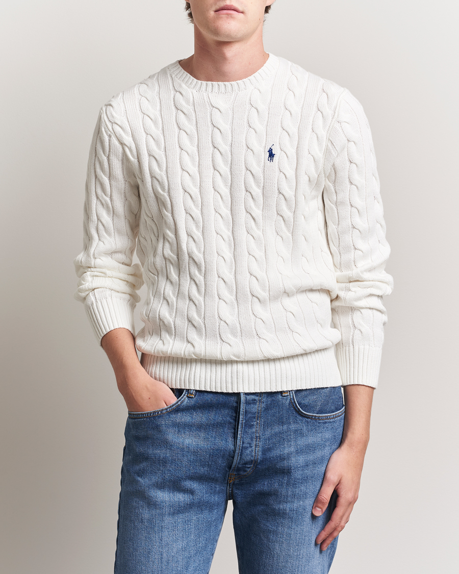 Herr | Tröjor | Polo Ralph Lauren | Cotton Cable Pullover White