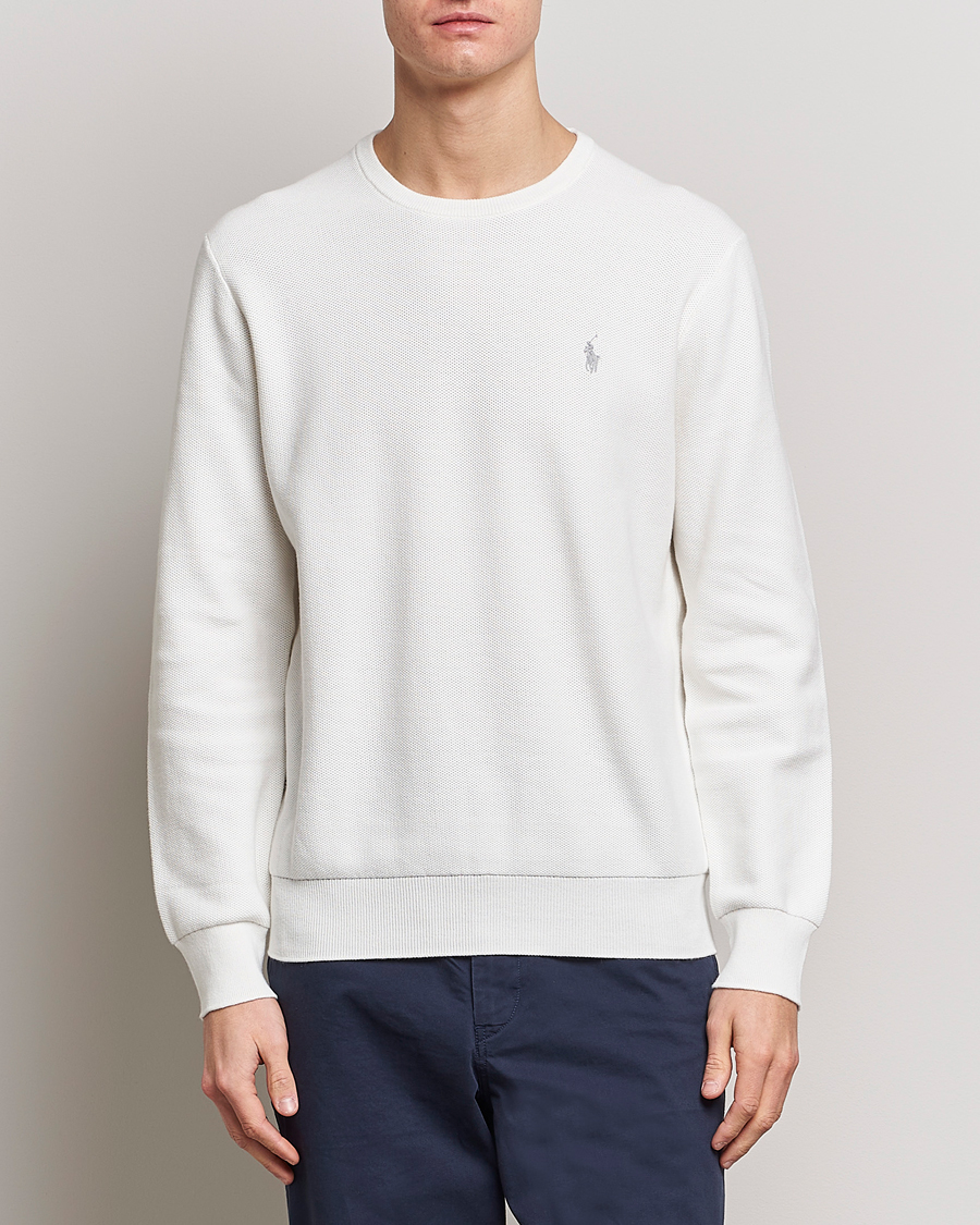 Herr | Stickade tröjor | Polo Ralph Lauren | Textured Crew Neck Sweater Deckwash White