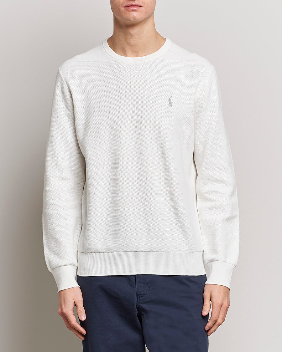 Herr | Tröjor | Polo Ralph Lauren | Textured Crew Neck Sweater Deckwash White
