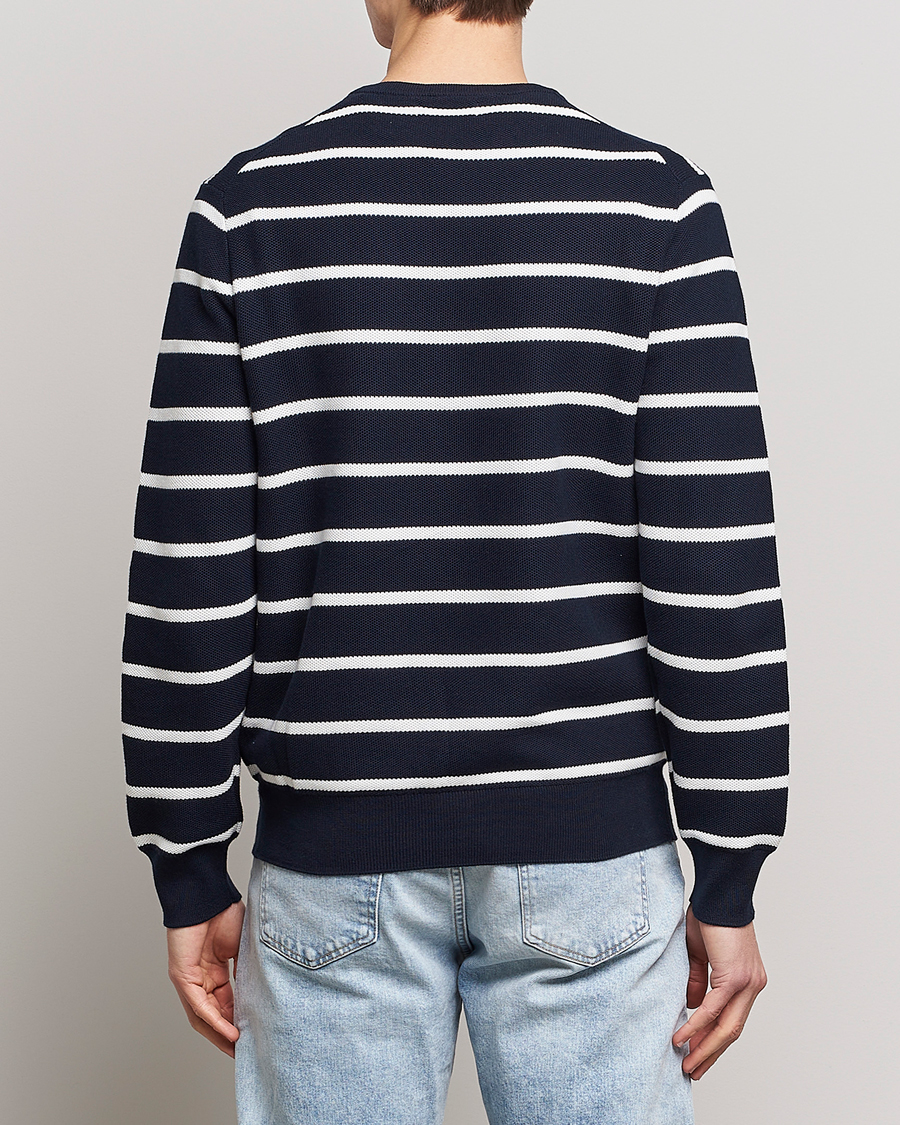 Herr | Tröjor | Polo Ralph Lauren | Textured Striped Crew Neck Sweater Navy/White