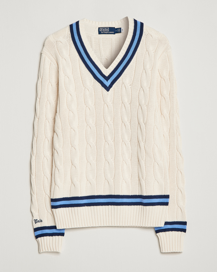 Herr | Tröjor | Polo Ralph Lauren | Cricket Sweater Cream/Navy Stripe