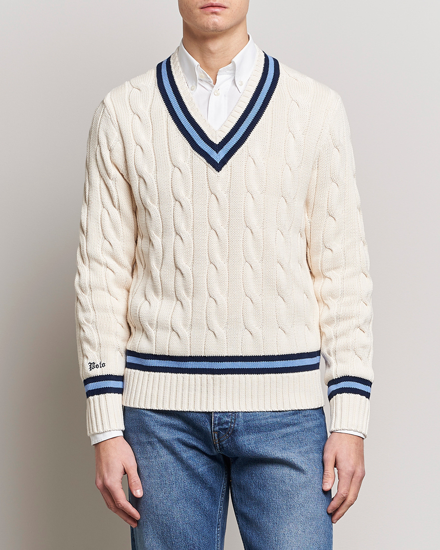Herr | Tröjor | Polo Ralph Lauren | Cricket Sweater Cream/Navy Stripe