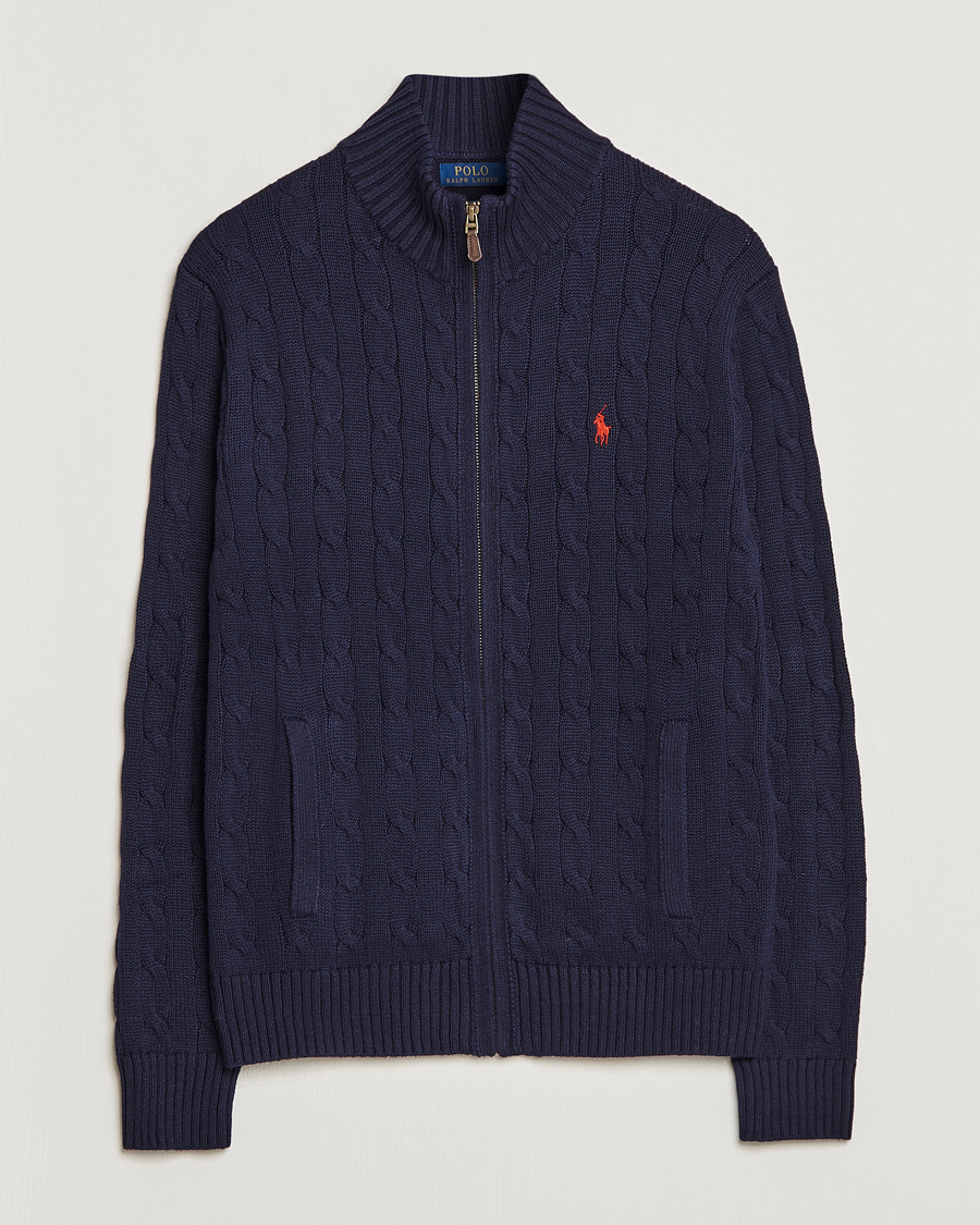Herr | Tröjor | Polo Ralph Lauren | Cable Knitted Full-Zip Hunter Navy