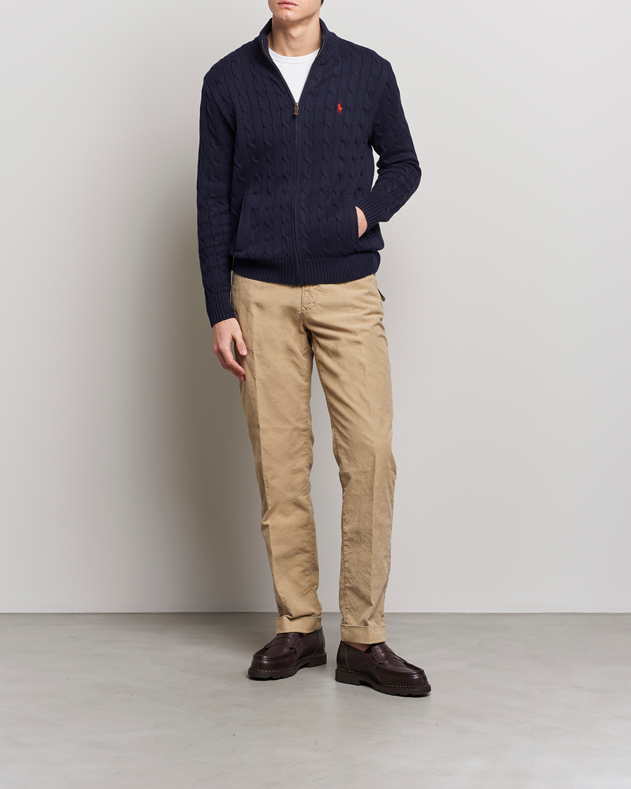 Herr | Tröjor | Polo Ralph Lauren | Cable Knitted Full-Zip Hunter Navy