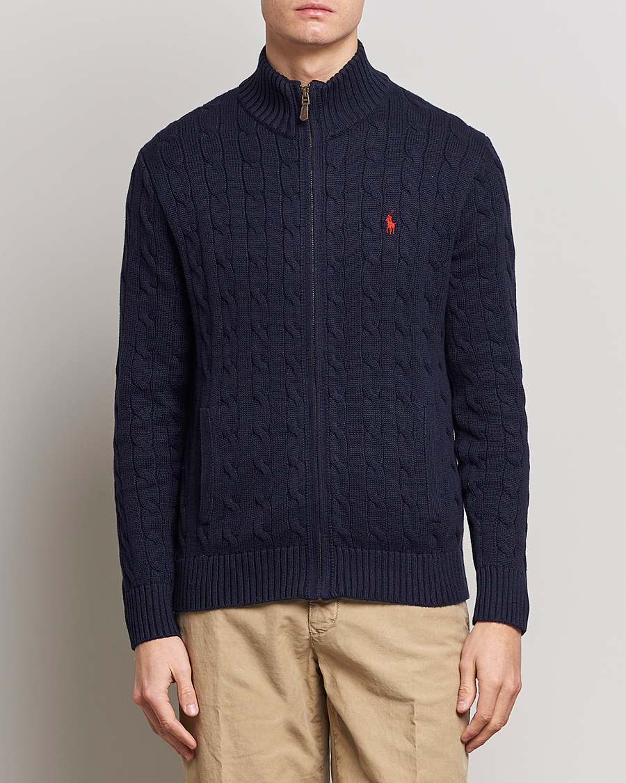 Herr | Tröjor | Polo Ralph Lauren | Cable Knitted Full-Zip Hunter Navy