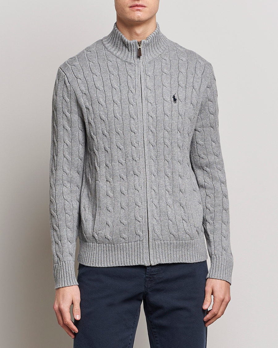 Herr |  | Polo Ralph Lauren | Cable Knitted Full-Zip Fawn Grey Heather
