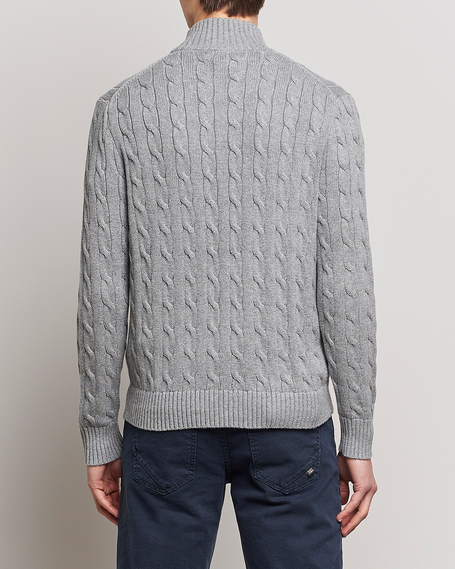 Herr | Tröjor | Polo Ralph Lauren | Cotton Cable Full Zip Fawn Grey Heather