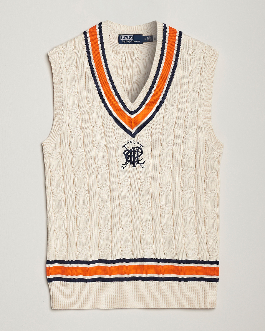Herr | Tröjor | Polo Ralph Lauren | Cricket V-Neck Knitted Vest Cream Multi
