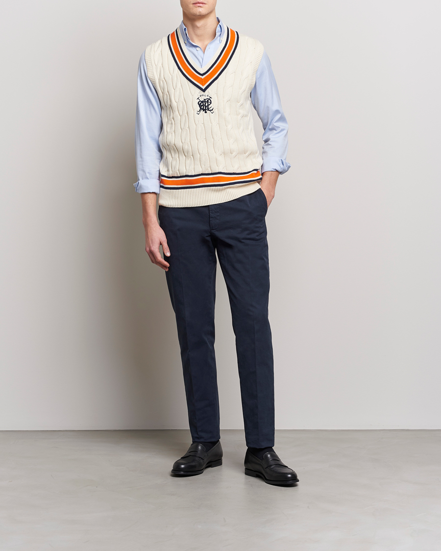 Herr | Tröjor | Polo Ralph Lauren | Cricket V-Neck Knitted Vest Cream Multi