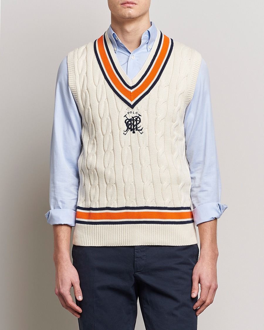 Herr | Tröjor | Polo Ralph Lauren | Cricket V-Neck Knitted Vest Cream Multi