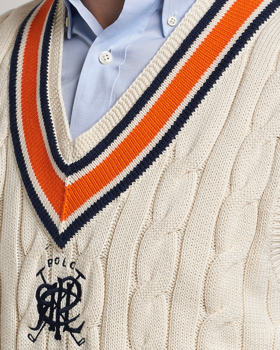 Herr | Tröjor | Polo Ralph Lauren | Cricket V-Neck Knitted Vest Cream Multi