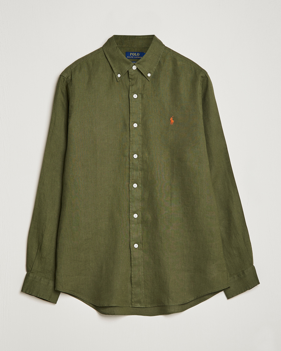 Herr | Skjortor | Polo Ralph Lauren | Custom Fit Linen Button Down Dark Sage