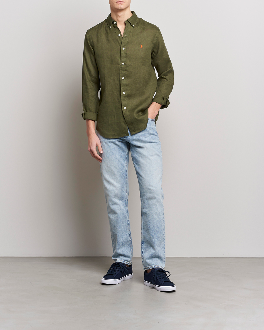 Herr | Skjortor | Polo Ralph Lauren | Custom Fit Linen Button Down Dark Sage