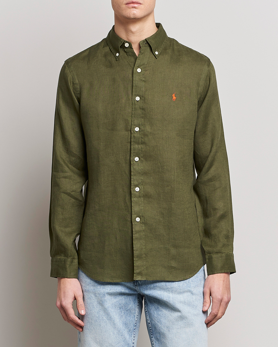 Herr | Skjortor | Polo Ralph Lauren | Custom Fit Linen Button Down Dark Sage