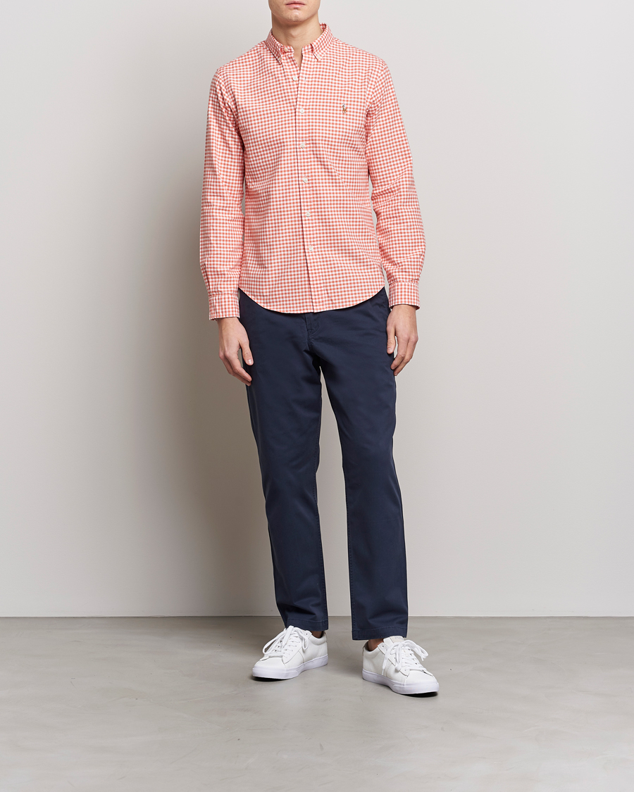 Herr | Skjortor | Polo Ralph Lauren | Slim Fit Oxford Checked Shirt Orange/White