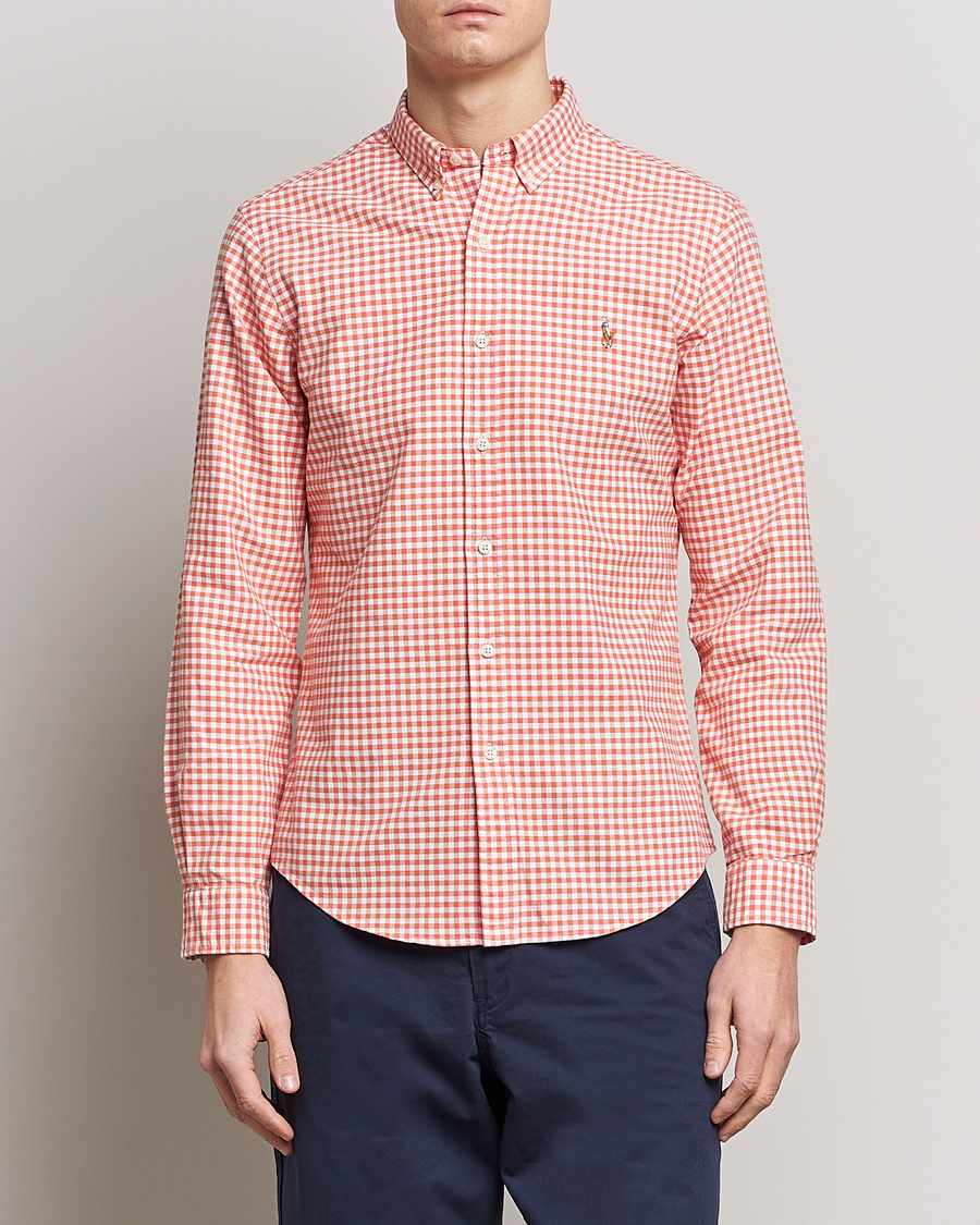 Herr | Oxfordskjortor | Polo Ralph Lauren | Slim Fit Oxford Checked Shirt Orange/White