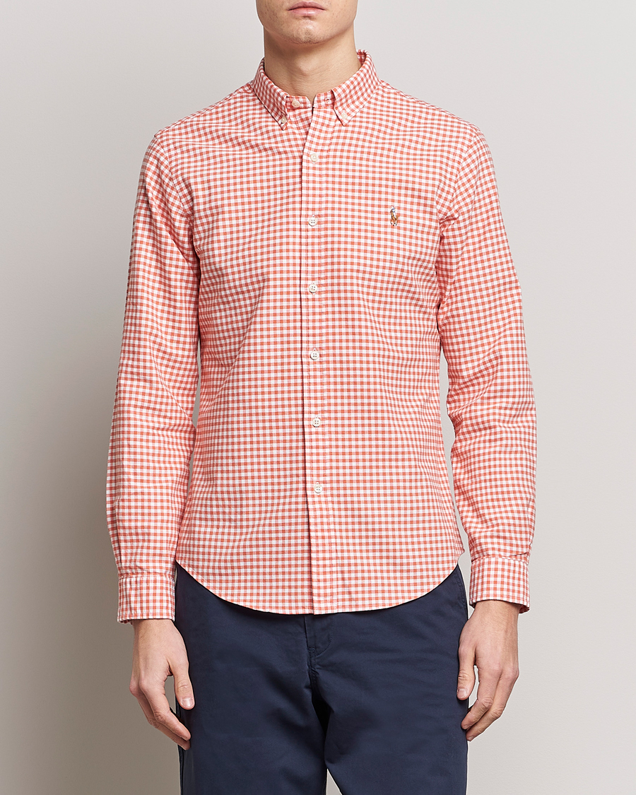 Herr | Skjortor | Polo Ralph Lauren | Slim Fit Oxford Checked Shirt Orange/White
