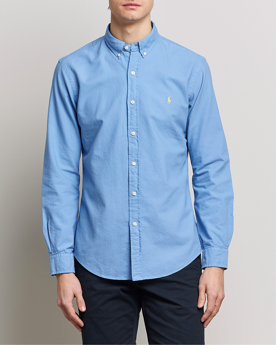 Herr | Oxfordskjortor | Polo Ralph Lauren | Slim Fit Garment Dyed Oxford Shirt Blue
