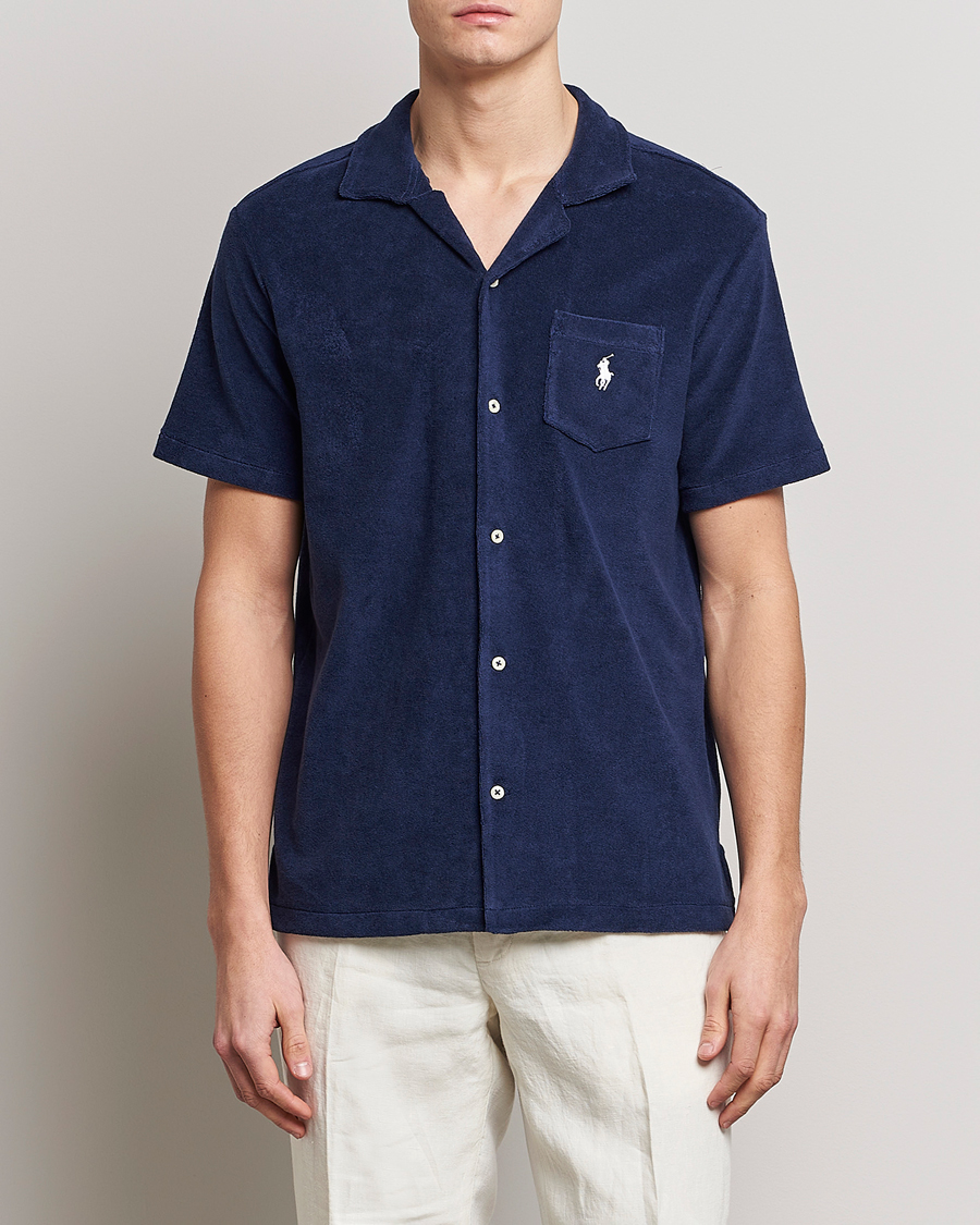 Herr | Kortärmade skjortor | Polo Ralph Lauren | Cotton Terry Short Sleeve Shirt Newport Navy