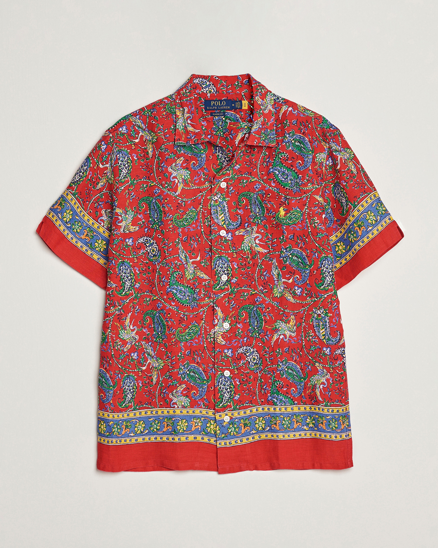 Herr | Skjortor | Polo Ralph Lauren | Linen Printed Camp Collar Shirt Red Multi