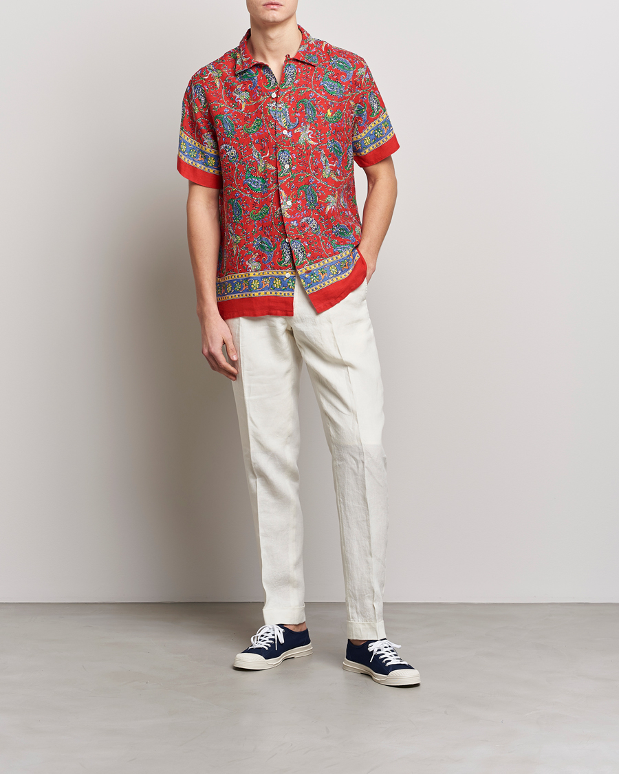 Herr | Skjortor | Polo Ralph Lauren | Linen Printed Camp Collar Shirt Red Multi