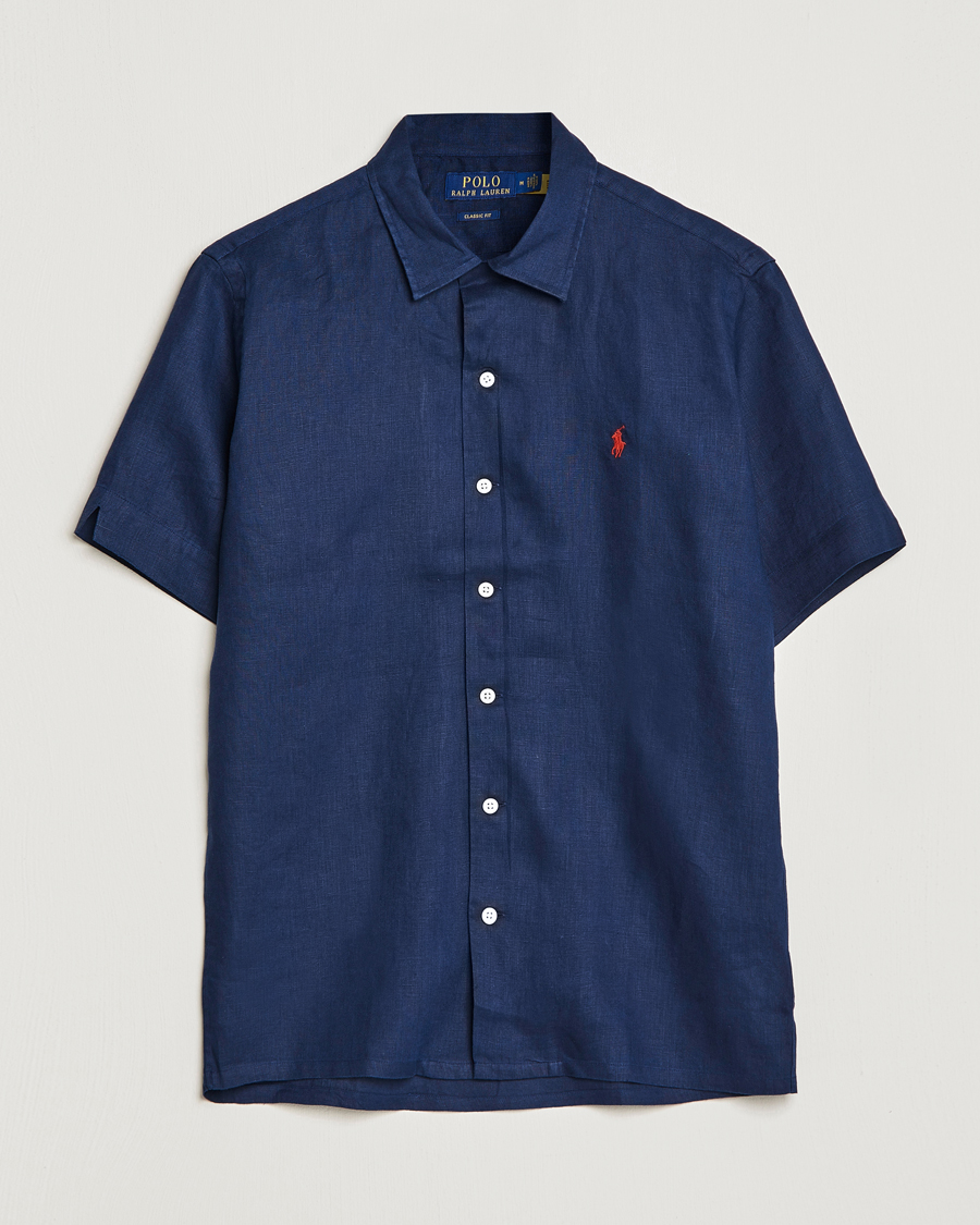 Herr | Skjortor | Polo Ralph Lauren | Linen Camp Collar Short Sleeve Shirt Newport Navy