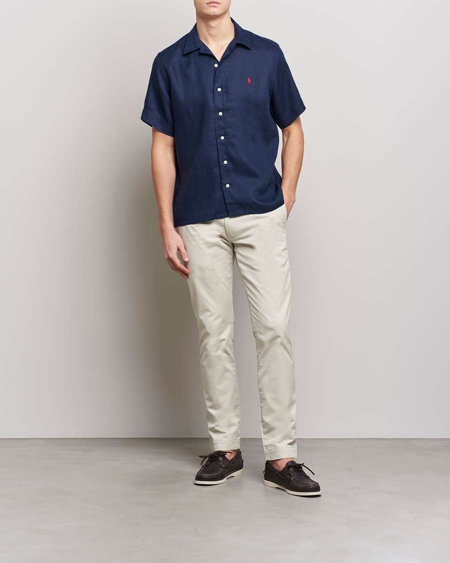 Herr | Skjortor | Polo Ralph Lauren | Linen Camp Collar Short Sleeve Shirt Newport Navy