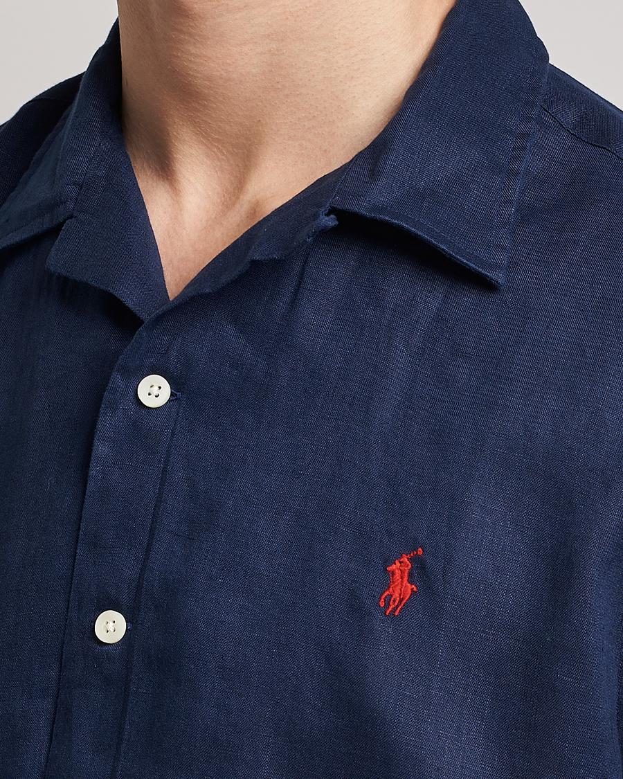 Herr | Skjortor | Polo Ralph Lauren | Linen Camp Collar Short Sleeve Shirt Newport Navy