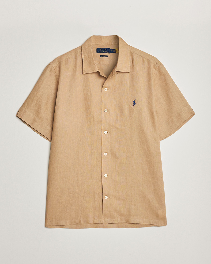 Herr | Skjortor | Polo Ralph Lauren | Linen Camp Collar Short Sleeve Shirt Vintage Khaki