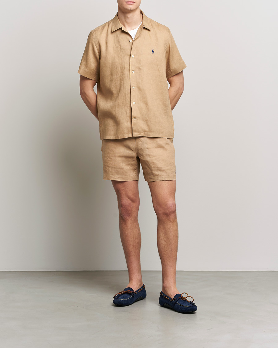 Herr | Skjortor | Polo Ralph Lauren | Linen Camp Collar Short Sleeve Shirt Vintage Khaki