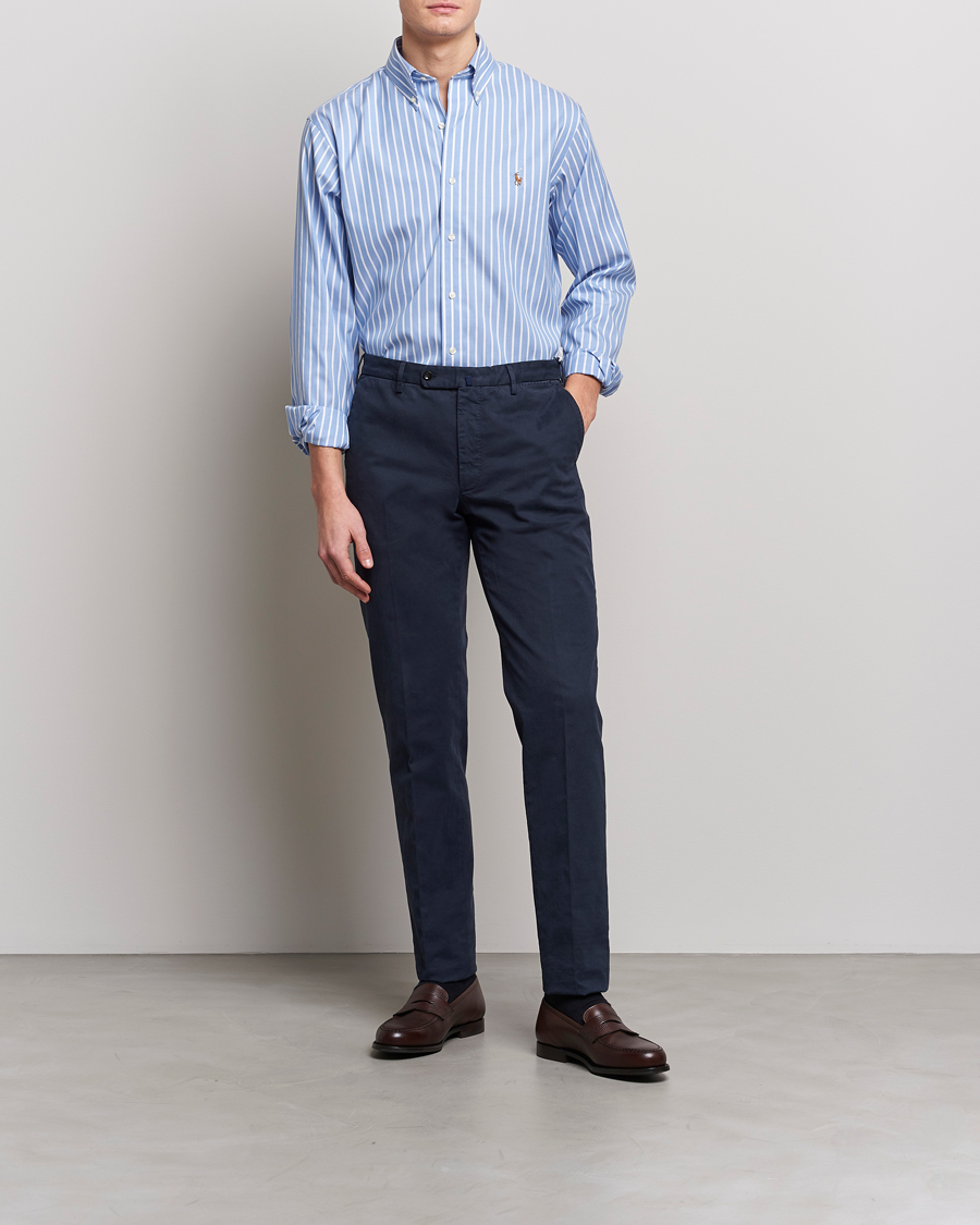 Herr | Skjortor | Polo Ralph Lauren | Custom Fit Striped Dress Shirt Blue/White