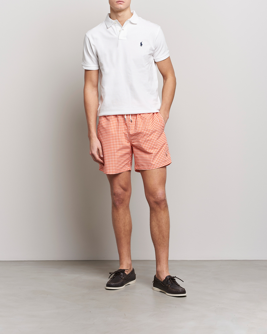 Herr | Badbyxor | Polo Ralph Lauren | Traveler Gingham Swimshorts Sailing Orange