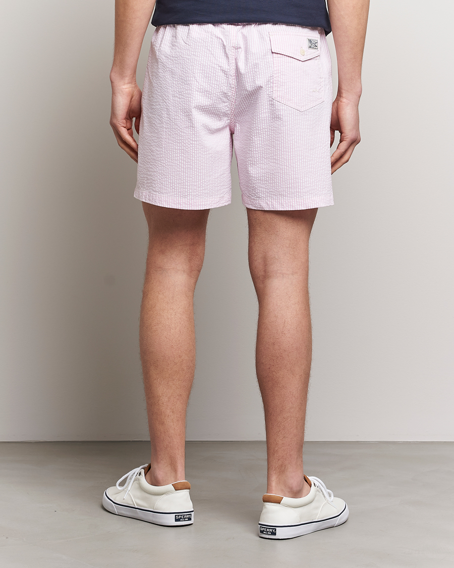 Herr | Badbyxor | Polo Ralph Lauren | Recyceled Traveler Boxer Seersucker Swimshorts Pink/White