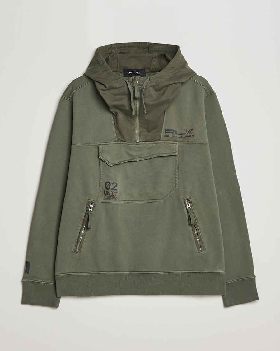 Herr | Tröjor | RLX Ralph Lauren | Terry Back Fleece Half Zip Hoodie Fossil Green