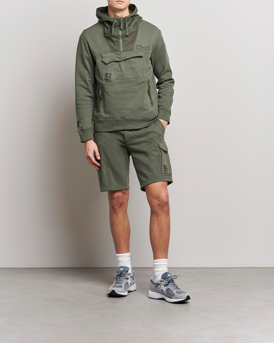 Herr | Tröjor | RLX Ralph Lauren | Terry Back Fleece Half Zip Hoodie Fossil Green