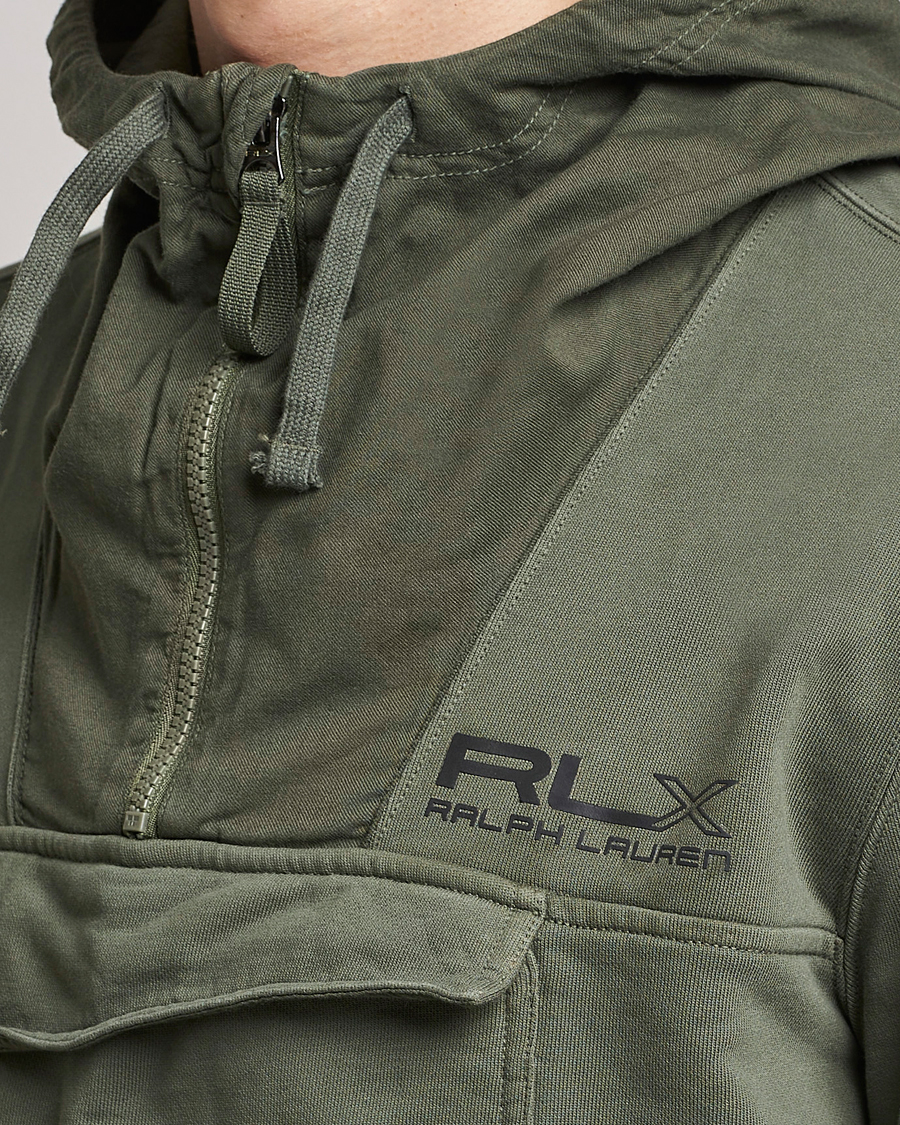 Herr | Tröjor | RLX Ralph Lauren | Terry Back Fleece Half Zip Hoodie Fossil Green