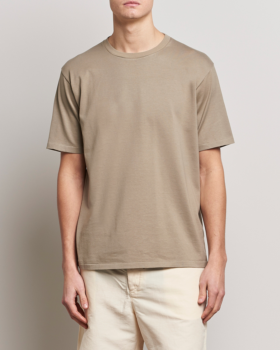Herr | T-Shirts | Auralee | Luster Plaiting T-Shirt Khaki Grey