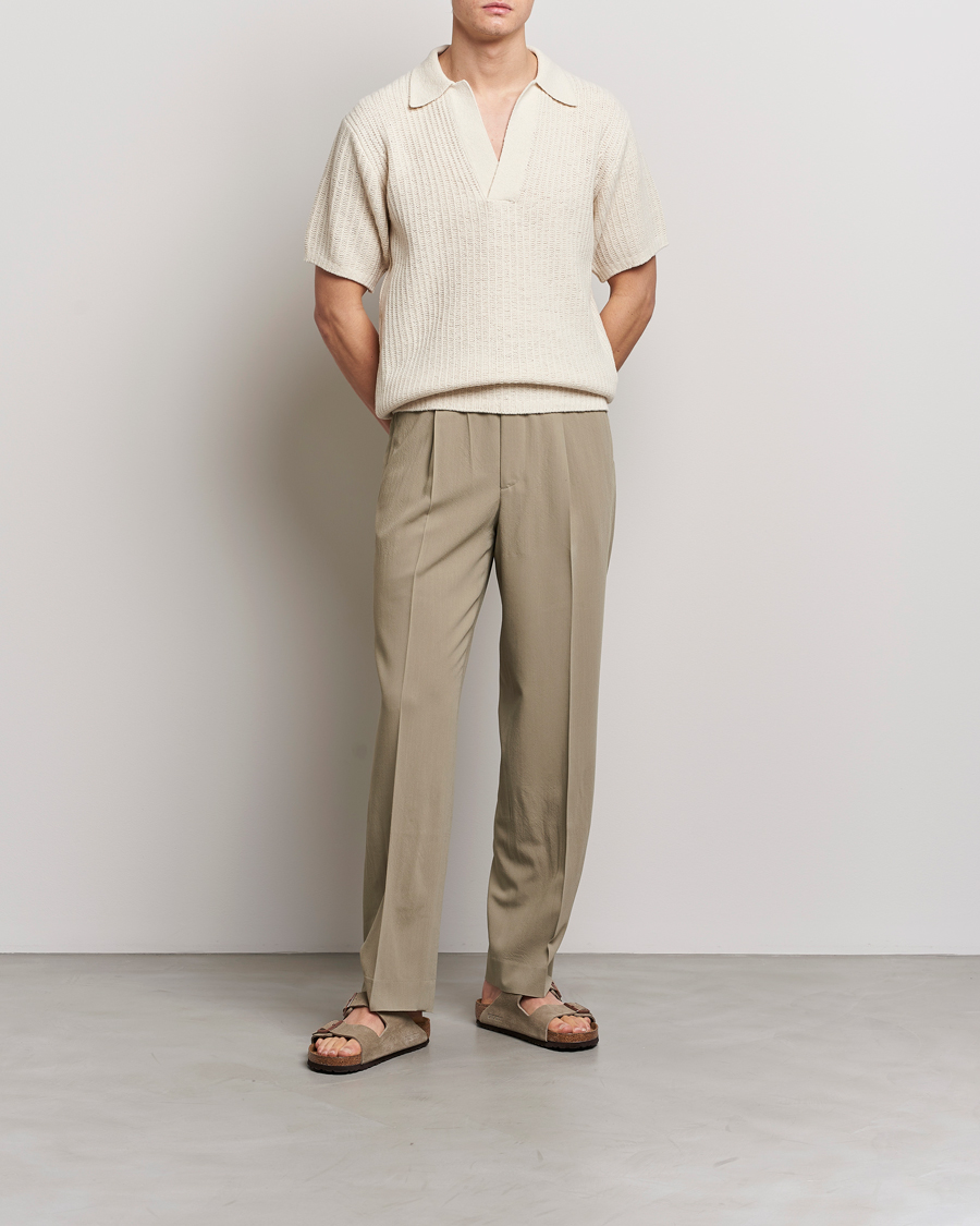 Herr | Pikéer | Auralee | Wool Rib Knit Skipper Polo Ecru