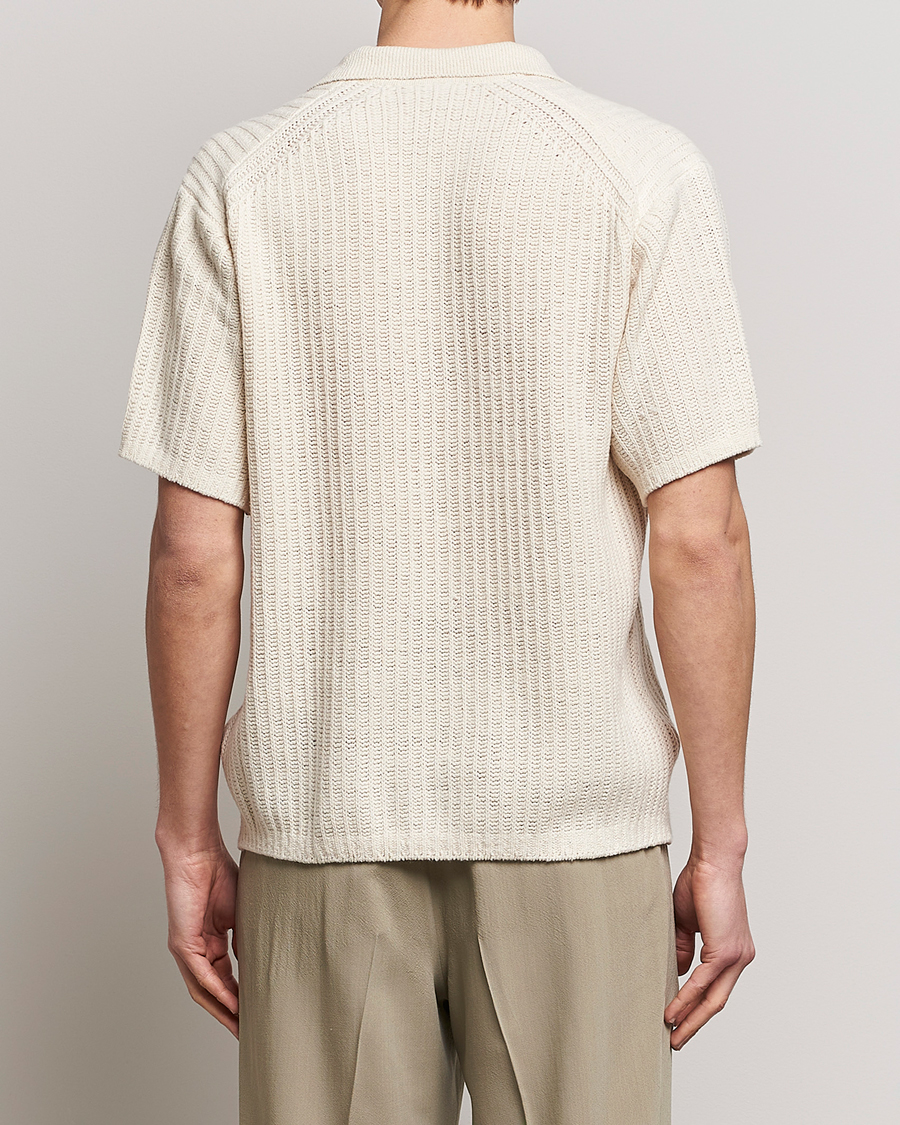 Herr | Pikéer | Auralee | Wool Rib Knit Skipper Polo Ecru